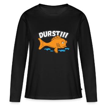 Durstiger Trauriger Fisch Lustiger Spruch - Frauen Premium Bio Langarmshirt - Schwarz - Vorne - Julia (174cm)