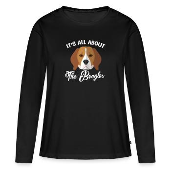 Beagle - Frauen Premium Bio Langarmshirt - Schwarz - Vorne - Julia (174cm)