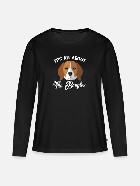 Beagle - Frauen Premium Bio Langarmshirt - Schwarz