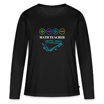Professeur de mathématiques professeur de mathématiques Pythagore - T-shirt manches longues Premium bio Femme - noir - Devant - Julia (174cm)