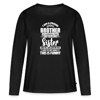 frère - T-shirt manches longues Premium bio Femme - noir - Devant - Julia (174cm)