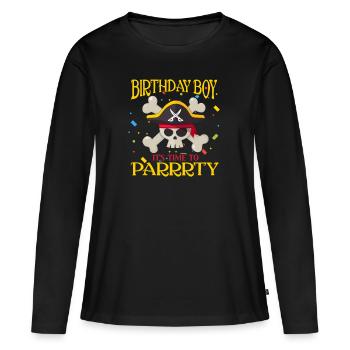 Anniversaire pirate pirate pirate pirate head - T-shirt manches longues Premium bio Femme - noir - Devant - Julia (174cm)