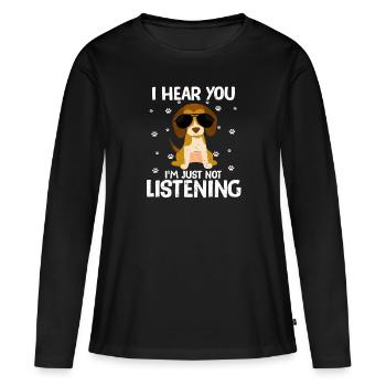 beagle - T-shirt manches longues Premium bio Femme - noir - Devant - Julia (174cm)