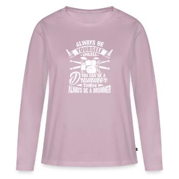 batteur - T-shirt manches longues Premium bio Femme - rose poudré - Devant - Julia (174cm)
