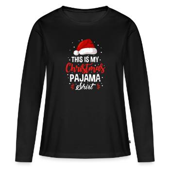 Pyjama de noël cadeau de pyjama de noel - T-shirt manches longues Premium bio Femme - noir - Devant - Julia (174cm)