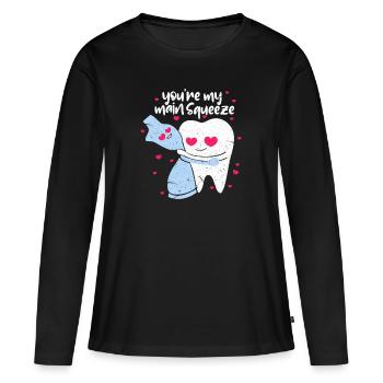 Dentiste Dentiste Dentiste Dents Cadeau Dentiste - T-shirt manches longues Premium bio Femme - noir - Devant - Julia (174cm)