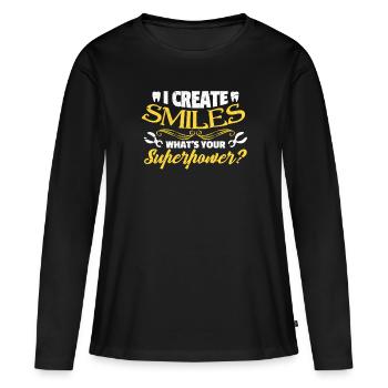 Dentiste Dentiste Dentiste Dentiste Cadeau - T-shirt manches longues Premium bio Femme - noir - Devant - Julia (174cm)