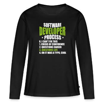 software developer - Women's Premium Organic Long Sleeve Shirt - black - Front - Julia (174cm)