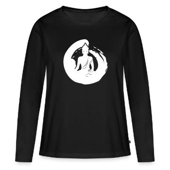 Bouddha Zen - T-shirt manches longues Premium bio Femme - noir - Devant - Julia (174cm)