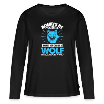 Wolf Wolfpack Wolves Nature Wild Wilderness Cadeau - T-shirt manches longues Premium bio Femme - noir - Devant - Julia (174cm)