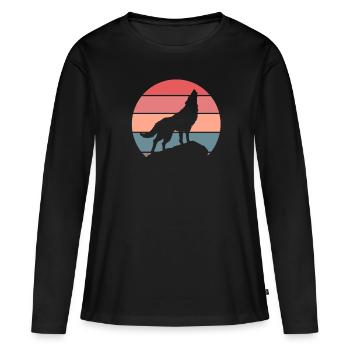 Wolf Wolfpack Wolves Nature Rétro Nature Cadeau - T-shirt manches longues Premium bio Femme - noir - Devant - Julia (174cm)