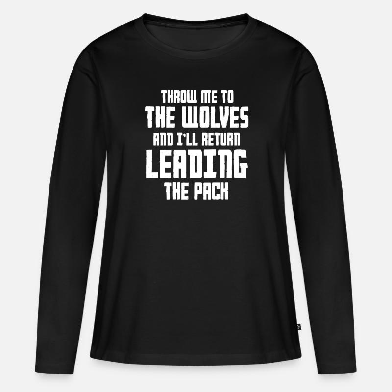 Wolfpack - Frauen Premium Bio Langarmshirt - Schwarz