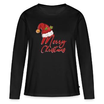 Joyeux Noël Salutations de Noël Marché de Noël - T-shirt manches longues Premium bio Femme - noir - Devant - Julia (174cm)