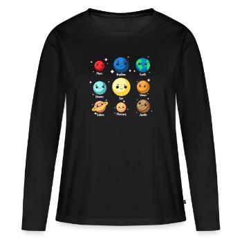 planète - T-shirt manches longues Premium bio Femme - noir - Devant - Julia (174cm)
