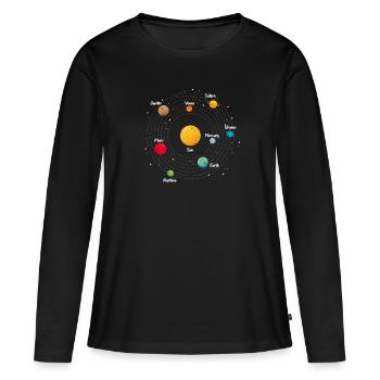 Astronaute planète univers galaxie de l'espace - T-shirt manches longues Premium bio Femme - noir - Devant - Julia (174cm)