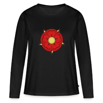 Rose / Lippe - Frauen Premium Bio Langarmshirt - Schwarz - Vorne - Julia (174cm)