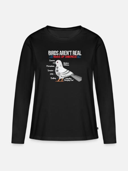 Birds Aren't Real - Frauen Premium Bio Langarmshirt - Schwarz