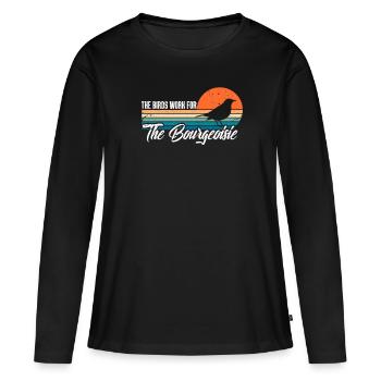 Complot d'oiseaux - T-shirt manches longues Premium bio Femme - noir - Devant - Julia (174cm)