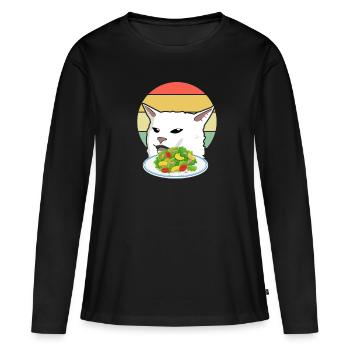 Tache le chat - T-shirt manches longues Premium bio Femme - noir - Devant - Julia (174cm)