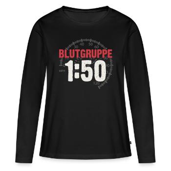 Groupe sanguin 1h50 Cyclomoteur à essence DDR Ostalgie Simson - T-shirt manches longues Premium bio Femme - noir - Devant - Julia (174cm)