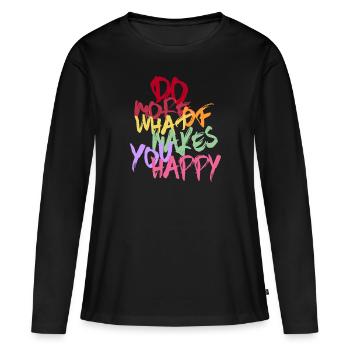 Statement: Do more of what makes you happy - Frauen Premium Bio Langarmshirt - Schwarz - Vorne - Julia (174cm)