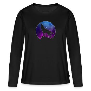 Loup loups pleurs Wolfpack loup-garou cadeau - T-shirt manches longues Premium bio Femme - noir - Devant - Julia (174cm)