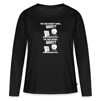 Programmeur informatique programmation informatique - T-shirt manches longues Premium bio Femme - noir - Devant - Julia (174cm)
