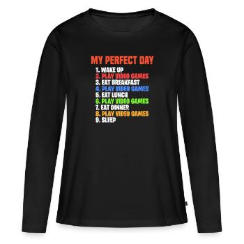 Gaming - T-shirt manches longues Premium bio Femme - noir - Devant - Julia (174cm)