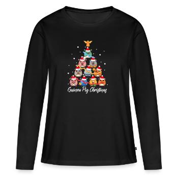 Weihnachten Meerschweinchen Meerschwein Geschenk - Frauen Premium Bio Langarmshirt - Schwarz - Vorne - Julia (174cm)