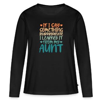 Tante neveu nièce - T-shirt manches longues Premium bio Femme - noir - Devant - Julia (174cm)