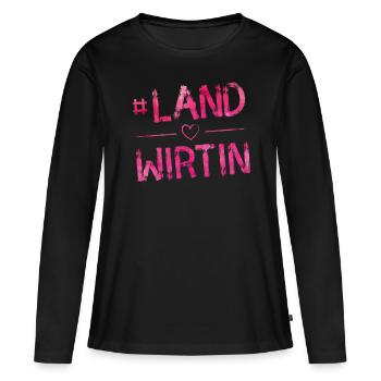 Landwirtin herz hashtag - Frauen Premium Bio Langarmshirt - Schwarz - Vorne - Julia (174cm)