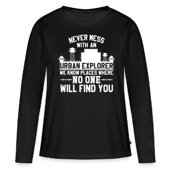 Urban Explorer - Frauen Premium Bio Langarmshirt - Schwarz - Vorne - Julia (174cm)