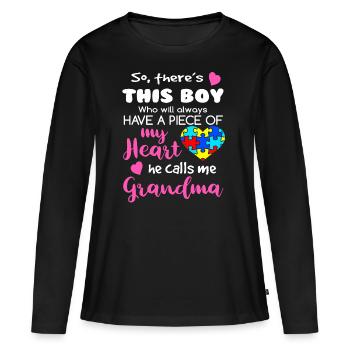 Ce garçon m'appelle sensibilisation à l'autisme de grand-mère - T-shirt manches longues Premium bio Femme - noir - Devant - Julia (174cm)