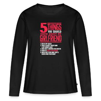 petite amie - T-shirt manches longues Premium bio Femme - noir - Devant - Julia (174cm)