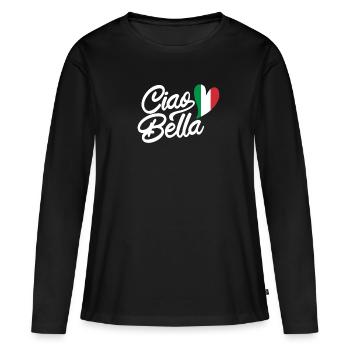 Ciao Bella - T-shirt manches longues Premium bio Femme - noir - Devant - Julia (174cm)