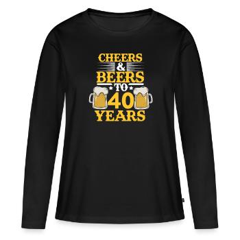 40 ans 40 ans bière 40 cadeaux - T-shirt manches longues Premium bio Femme - noir - Devant - Julia (174cm)
