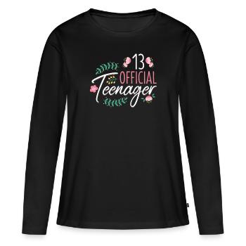 13 Official Teenager -Girls Mädchen 13 Geburtstag - Frauen Premium Bio Langarmshirt - Schwarz - Vorne - Julia (174cm)
