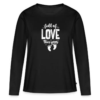 Grossesse - T-shirt manches longues Premium bio Femme - noir - Devant - Julia (174cm)