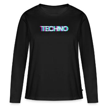 Techno - T-shirt manches longues Premium bio Femme - noir - Devant - Julia (174cm)