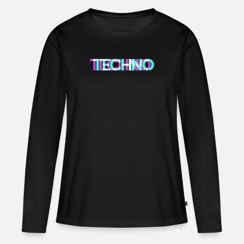 Techno - Frauen Premium Bio Langarmshirt - Schwarz