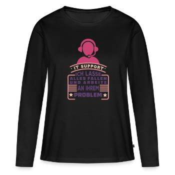 Umriss Eines Call-Center-Mitarbeiter - Frauen Premium Bio Langarmshirt - Schwarz - Vorne - Julia (174cm)