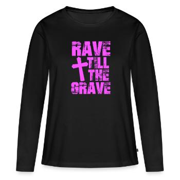 rave - Women's Premium Organic Long Sleeve Shirt - black - Front - Julia (174cm)