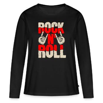 Rock n roll - T-shirt manches longues Premium bio Femme - noir - Devant - Julia (174cm)