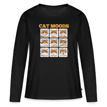 Chats Chat Chat Chat Amour de chat Cadeau - T-shirt manches longues Premium bio Femme - noir - Devant - Julia (174cm)
