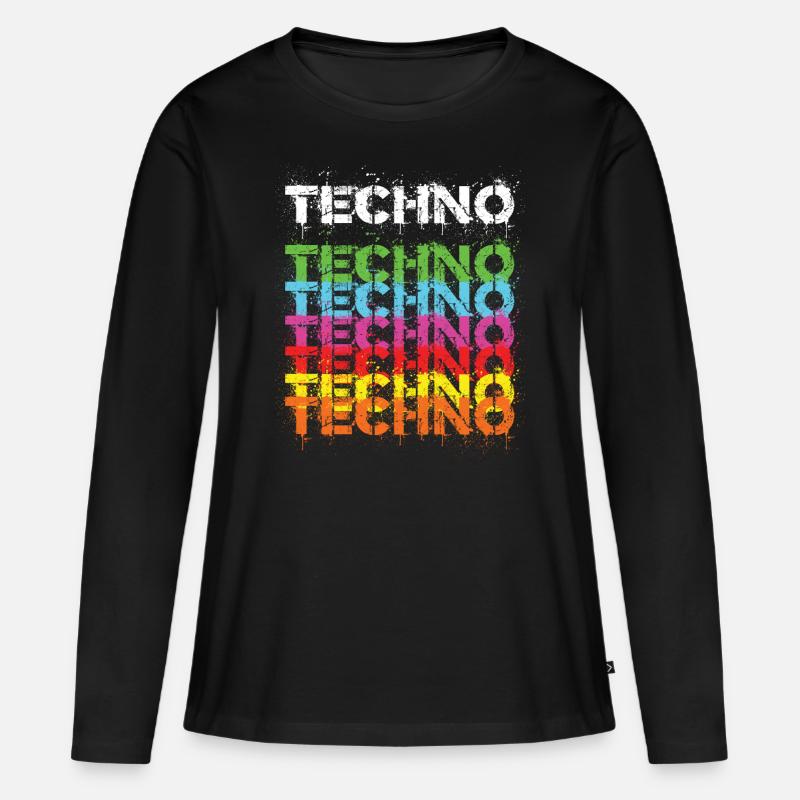 Techno Techno Freak Techno Musik - Frauen Premium Bio Langarmshirt - Schwarz