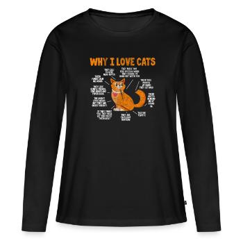 Chat chats gueule de bois chat chat amoureux cadeau - T-shirt manches longues Premium bio Femme - noir - Devant - Julia (174cm)