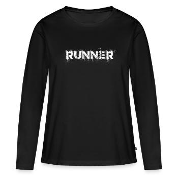 Runner Running Man Runner Trend - T-shirt manches longues Premium bio Femme - noir - Devant - Julia (174cm)