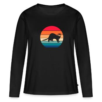 Frettchen - Frauen Premium Bio Langarmshirt - Schwarz - Vorne - Julia (174cm)