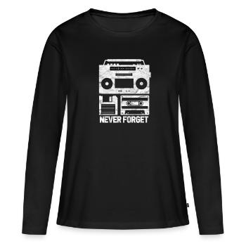90er Jahre Neunziger 90s Kassette Retro Geschenk - Frauen Premium Bio Langarmshirt - Schwarz - Vorne - Julia (174cm)