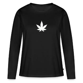 Chanvre - Cannabis - T-shirt manches longues Premium bio Femme - noir - Devant - Julia (174cm)